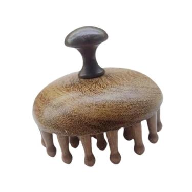 Imagem de Kokiya Pente de madeira para massagem do couro cabeludo, escova de cabeça de madeira, pente de ferramenta guasha, massagem de cabeça redonda de dentes