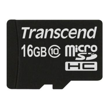 Imagem de Cartão Transcend 16GB MicroSDHC Class10 Memória com adaptador de 30 MB / s (TS16GUSDHC10)