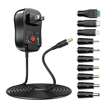 Imagem de Powseed Adaptador Universal Ac/Dc de 41 W Carregador de Fonte de Alimentação com Porta Usb e 10 Pontas de Adaptador, para 6V 9V 12V 15V 18V 20V 24V Eletrônicos Domésticos e Faixa de LED - 1500Ma Máx.