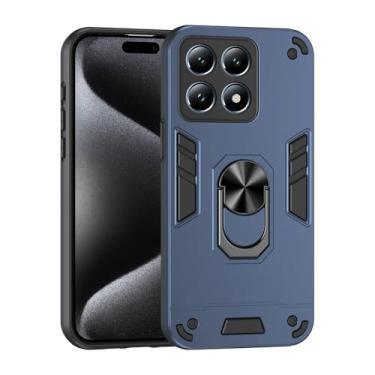 Imagem de Pzwoxukhov Capa compatível com Xiaomi 14T Pro 5G, compatível com Xiaomi 14T Pro 5G Suporte magnético para carro à prova de choque e antiqueda, capa azul