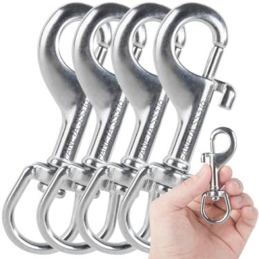 Imagem de Faneta Gancho De Pressão Giratório, Clipes De Pressão De Parafuso De Ponta Única, Clipes De Aço Inoxidável 316 De Grau Marinho Para Chaveiro De Mergulho, Coleira De Cachorro, Alça De Câmera, Varal (