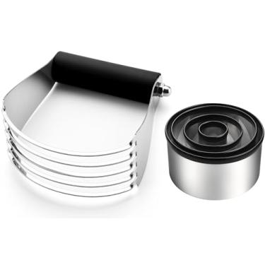 Imagem de Spring Chef Conjunto grande de liquidificador de massa e cortador de biscoitos, cortador de massa profissional de aço inoxidável resistente, aderência macia, preto