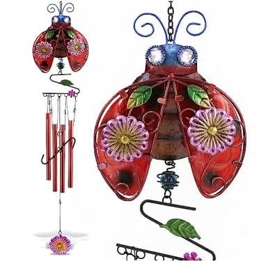 Imagem de CoTa Global Carrilhão de Vento Joaninha-Carrilhão de Vidro E Metal Feito À Mão-Decoração Suspensa de Insetos Selvagens-Presente de Decoração Colorida para Casa, Decoração Suspensa Interna E Externa Pa