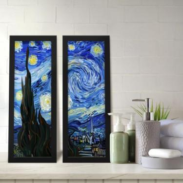 Imagem de Kit 2 Quadros Decorativos Lavabo Arte Noite Estrelada Van Gogh - Deliq