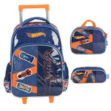 Imagem de Mochila de Rodinhas Sem Alça Luxcel Hotwheels Pistas Azul