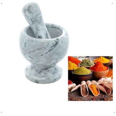 Imagem de Pilao Pedra Marmore Socador Alho Macerar Tempero 11cm - wolff
