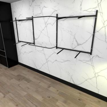 Imagem de Arara de roupas closet quarto com 18 peças regulável 300x100 cm cor pr