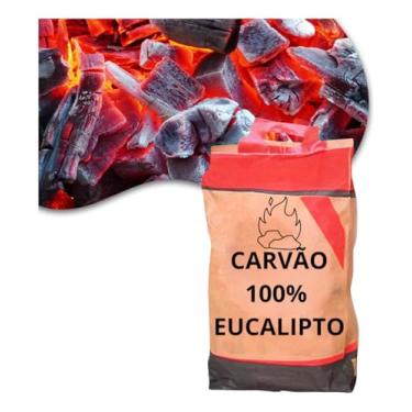 Imagem de Carvão Seco Vegetal Churrasco Demora Queimar Eucalipto 4kg
