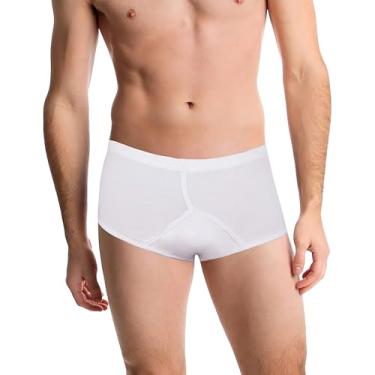 Imagem de Roupa íntima para incontinência masculina. Estilo Y branco que é ajustado e discreto. Tecido de alta tecnologia e travas de corte moderno na incontinência urinária. A solução simples perfeita para uma idade de idade (pequena)