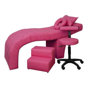 Imagem de Maca com Mocho e Escada Para Estética Facial Cílios E Sobrancelhas mat