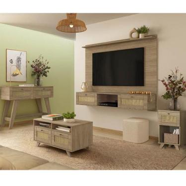 Imagem de Conjunto Sala Painel p/ TV até 72", Aparador 2 Gavetas, mesa Centro e 