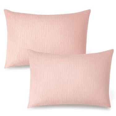 Imagem de Konssy Fronha infantil de musselina para travesseiro de 13 x 18, pacote com 2 fronhas de travesseiro de algodão macio e respirável, 100% algodão, capas de travesseiro de viagem para bebês e crianças