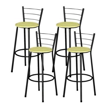 Imagem de Jogo 4 Banqueta Alta Ratan Preta Retro - Lamar Design, Amarelo