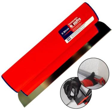 Imagem de Desempenadeira Aço Inox Reforçada 40cm Atlas Massa Corrida Cimento Que