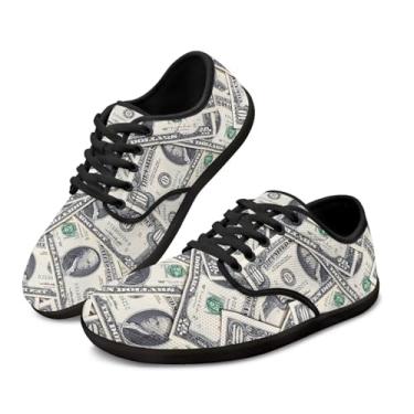 Imagem de GOSTONG Wide Barefoot Shoes Tênis masculino leve zero drop para caminhada ao ar livre antiderrapante para treino cross-trainer preto tamanho 34-48, Estampa de cédulas dos EUA, 45