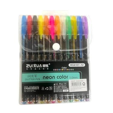 Imagem de KIT Com 12/24/36 Caneta De gel Colorida CORES NEON e pastel 1,0 mm material escolar marca texto (12)