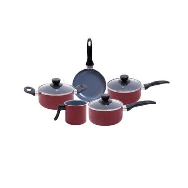 Imagem de Jogo de panelas antiaderente cerâmica 5 peças vermelha - Oikos, U, Ver