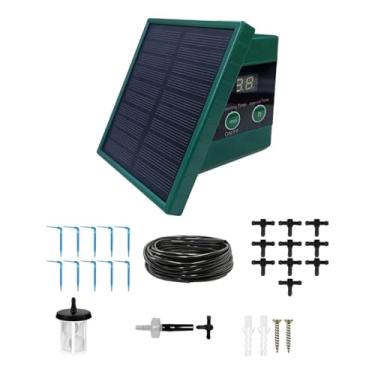 Imagem de Fenteer Kit de de irrigação por gotejamento solar com mangueira de regador doméstico com temporizador, de irrigação automática para vasos de