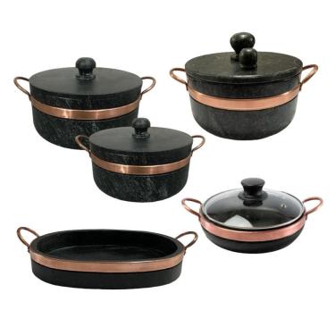 Imagem de Jogo De Panelas Pedra Sabão 05 Peças