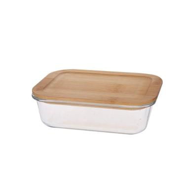 Imagem de Porta Mantimento Retangular Em Vidro Borossilicato Com Tampa Em Bambu 370ml 29102 - Dyn...