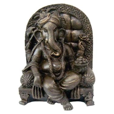 Imagem de Estátua Ganesha Na Poltrona cor ouro envelhecido - SHOP EVEREST