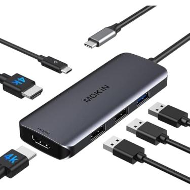 Imagem de Estação de ancoragem USB C para adaptador HDMI duplo hub USBC monitores HDMI duplos para Windows, adaptador USB C com HDMI duplo, 3 portas USB, PD
