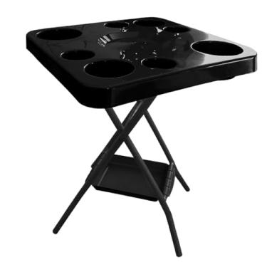 Imagem de Mesa Mesinha Petisqueira Dobrável Portátil Bandeja Churrasco Praia Bar Bares Piscina Área de Lazer (PRETO)