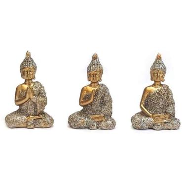Imagem de Trio buda decorativo Enfeite Resina  Meditando kit com 3 modelo a esco