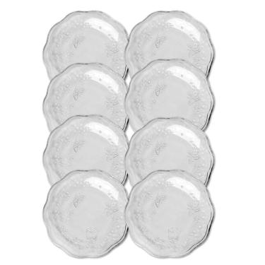 Imagem de Jogo 8 Prato De Sobremesa Vidro New Butterfly Borboletas Flores 20cm Lyor