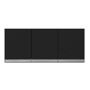 Imagem de Armário Aéreo para Cozinha Lavanderia Andréia 3 Portas 120cm Preto Fos