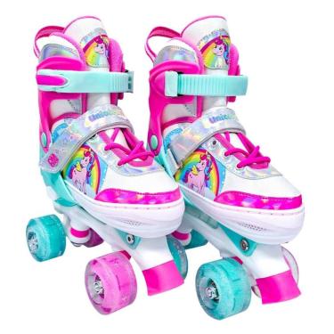 Imagem de Patins Unicórnio 4 Rodas Quad Lindo Ajustável Tam 30 A 33