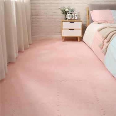 Imagem de 60 peças de tapete de pelúcia macio para brincar, espuma, tapete infantil, intertravamento, ladrilhos de exercícios, piso, carpete e tapete para crianças, almofada 30 * 30 cm, rosa, 60 peças