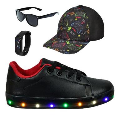 Imagem de Tênis Infantil Masculino De Led Casual Confortável Estiloso Básico Cad