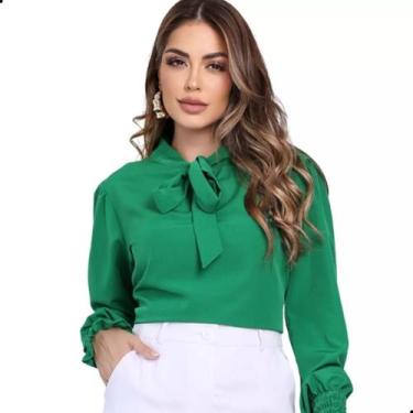 Imagem de Blusa Social Feminina Manga Longa Bufante com Gola de Laço - G-Store, 