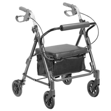 Imagem de Andador alumínio dobrável de 4 rodas assento e cesta mobil
