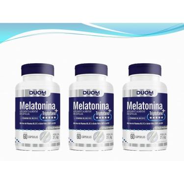 Imagem de Kit 3 Suplementos Melatonina Triptofano 60 Caps - Duom