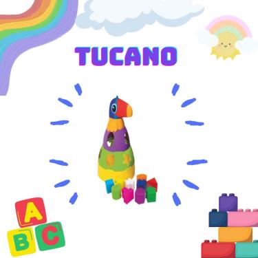 Imagem de Brinquedo Educativo Didático Tucano Encaixar Empilhar Bebê Criança
