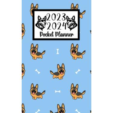 Imagem de 2023 2024 pocket planner For Purse Dog German Shepherd Lovers: 2 year Pocket Calendar January 2023 to December 2024 | 24 Months Monthly Planner & ... with Federal Holidays | Cute Dog Pattern