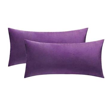 Imagem de 2 peças de capas decorativas de veludo para decoração de sofá, fronha super macia, decoração para casa, sala de estar, quarto, sofá, escritório-40 * 80 cm_roxo brilhante_