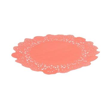Imagem de Restaurantware Doilies de papel vermelho, 100 unidades, 20 x 20 cm, descartáveis, absorventes de longa duração para mesas com acabamento de renda elegante para doces, cupcakes, sanduíches e sobremesas