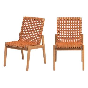 Imagem de Cadeira de Jantar de Madeira (kit com 2) Trama Meu Móvel de Madeira - Jatobá e Corda Ocre