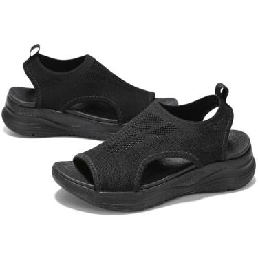 Imagem de GoodValue Sandálias Ortopédicas Confortáveis Femininas Com Suporte De Arco Para Caminhada, Sandálias Esportivas Femininas, Bico Aberto, Sem Cadarço, Plataforma Para Fascite Plantar, Salto De 2 Pole