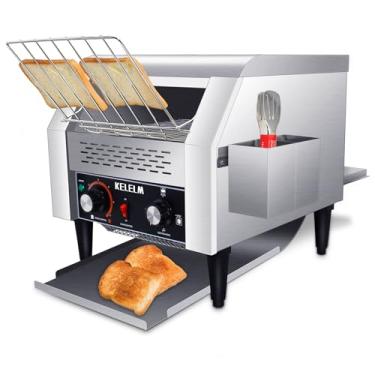 Imagem de KELELM Torradeira De Esteira, Torradeira Comercial De Aço Inoxidável Para Serviços Pesados, 300 Fatias Para Pão De Restaurante, Bagel, Alimentos Assados, 1,9 Kw