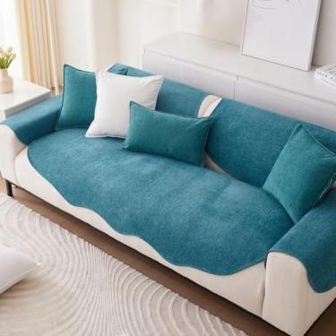 Imagem de Capa de sofá universal para quatro estações, antiderrapante, tipo toalha, capa de sofá de canto em forma de L, tapete para sala de estar, A7, 1 fronha de 45x45
