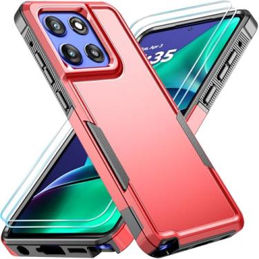 Imagem de PhuLok Capa compatível com Motorola Moto G Stylus 5G 2025 com protetor de tela HD, resistente, resistente, à prova de choque, proteção de grau militar, vermelha