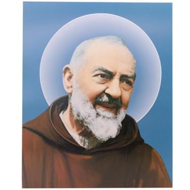 Imagem de VILLAGE GIFT IMPORTERS Impressão artística de santo católico | Bela arte de parede com santos e figuras sagradas | Decoração de casa cristã | 20 x 25 cm sem moldura (Padre Pio)