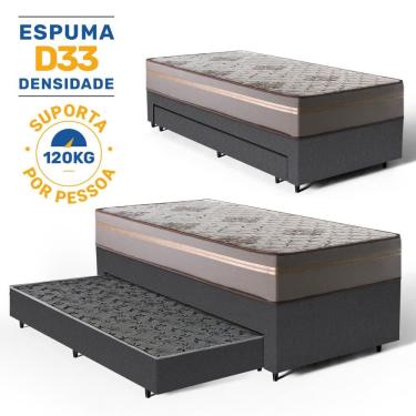 Imagem de Cama Box com Colchão de D33 Millenium One Face + Auxiliar de Espuma Unique Solteiro 88cm