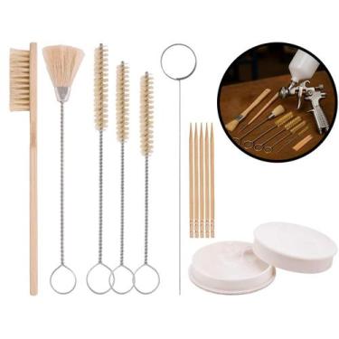 Imagem de Jogo Escovas De Limpeza Manutenção Para Pistolas De Pintura Com Acessó