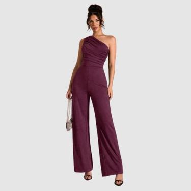 Imagem de Macacão Longo Pantalona Uma Manga Plissado Viscolycra Luxo - Swisz, Vi