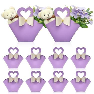 Imagem de Pacote com 10 caixas de presente de couro PU pequenas com alça de couro reutilizável pequena caixa de lembrancinha de festa requintada mini bolsa de presente para casamento, chá de panela, batismo,